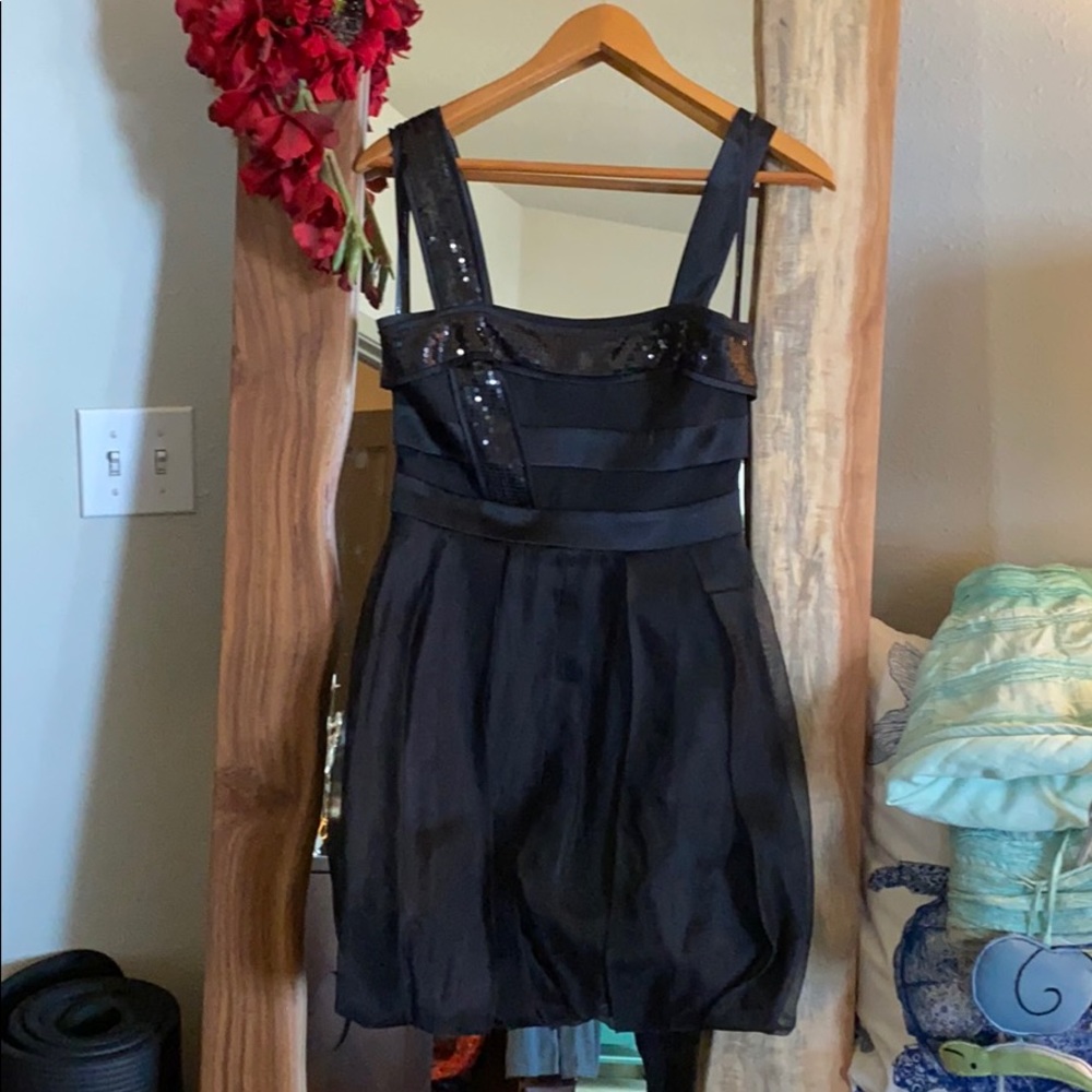 Bebe Silk Sequin Cocktail Little Black Dress Sz S